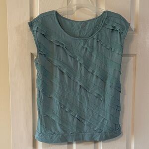 LOFT Teal Textured Short Sleeve Top